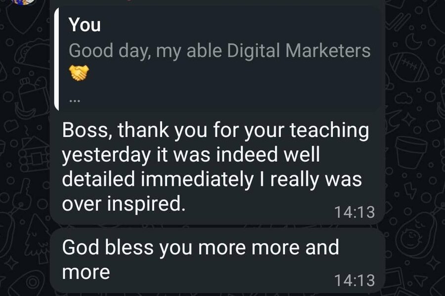 Participant testimonial screenshot